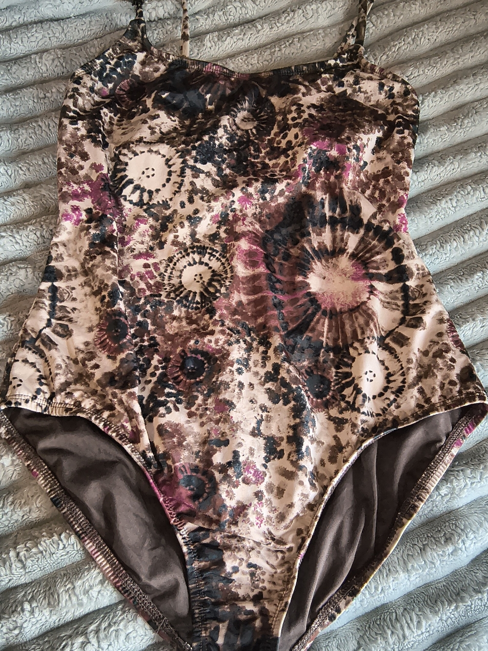 Anne Cole Brown Multi-Color Tie-Dye Print One-Piece Swimsuit